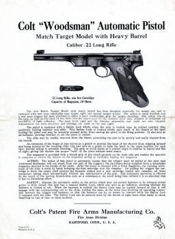 Colt 'Woodsman' .Automatic Pistol 22 LR Form A-127