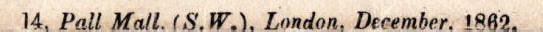 Pall Mall, London address 1862