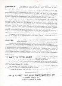 Colt M1903 Automatic Pistol Pocket Model (hammered) Instruction sheet-3