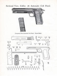 Colt M1903 Automatic Pistol Pocket Model (hammered) Instruction sheet, Cal .38-1