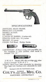 1910 Colt .22 calibre revolver pamphlet showing Colt Police Positive target revolver p. 4