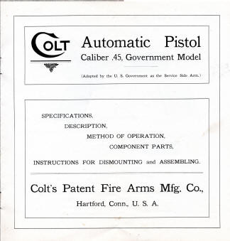 Colt .45 Government Model Automatic Pistol instructions M-50 page 1