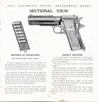 Colt .45 Government Model Automatic Pistol instructions M-50 page 3