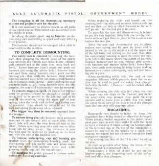 Colt .45 Government Model Automatic Pistol instructions M-50 page 7