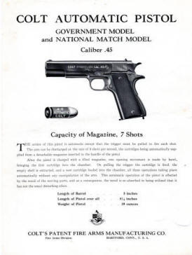 M1911 Colt Automatic Pistol, Government & National Match .45 Form A-111