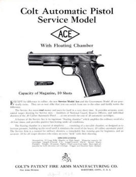 Colt 'ACE' Automatic Pistol Service Model .22 with floating chamber Form A-128