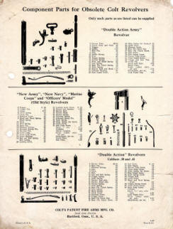 1941 Colt parts list sent to customer