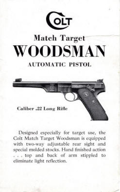 1943 Colt Woodsman Match Target pamphlet, with tartget graphic