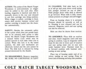 inside of A parts flyer for the Colt Match Target Woodsman Automatic Pistol , 