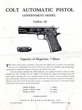 Colt 1947 gov't auto .45 instructions page 1