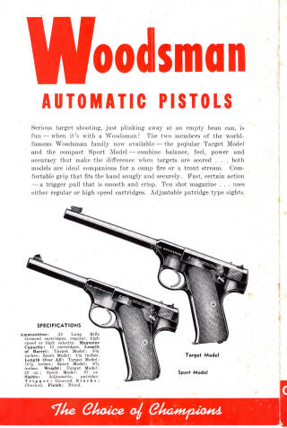 1947 Colt catalog, first version, woodsman pistol