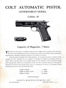 M1911 Colt Automatic Pistol, Government Model .45 Form A-1661 (AL 2-48 3M)