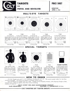 Colt 1955 price list for paper targets