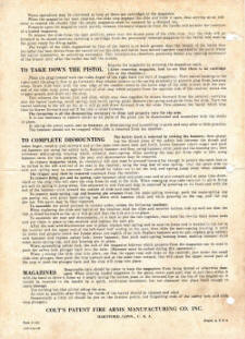 1956 Colt gov't model .45 pistol instructions page 4