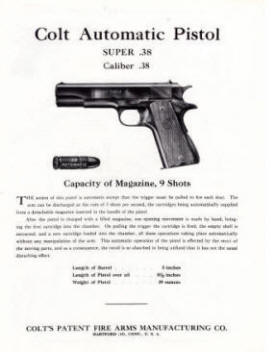 Colt Super .38 Automatic Pistol Form A-123, APS 1-57