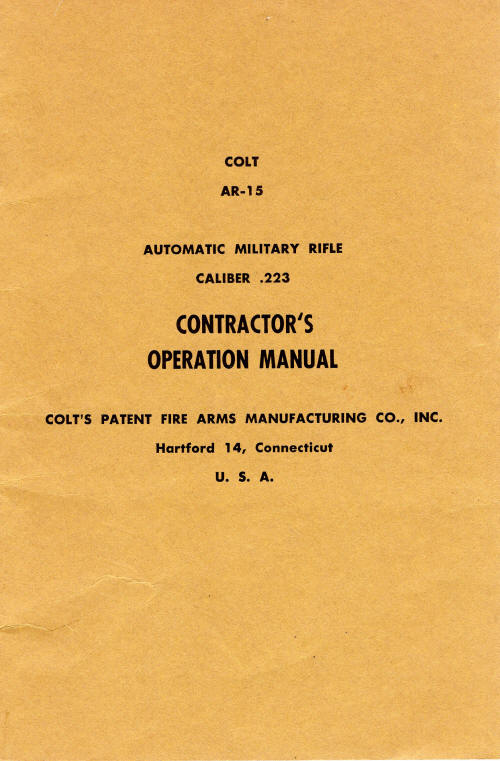 1959 Colt automatic military rifle manual cover