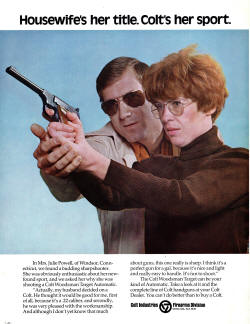 1965 Colt ad of man showing woman how to shoot