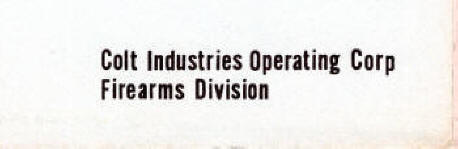 1972 colt industries operating corp firearms division label