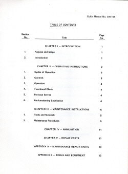 1972 Commando Submachine Gun Operation and Maintenance Manual No. CM-104 index