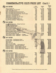 1974 Colt commemorativve brochure price list page 3