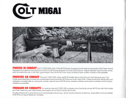 1979 Colt M16A1 Publicity Brochure in english, french, spanish page 2