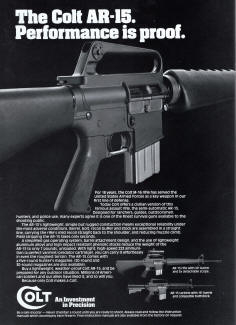 1983 Colt hand gunning magazine John Wayne and AR-15 ad
