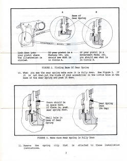 Colt 1988 .380 pistol spring sear clip instructions page 3