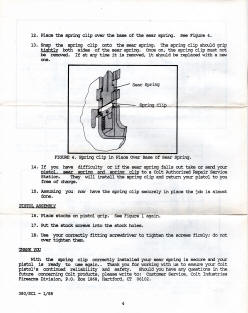Colt 1988 .380 pistol spring sear clip instructions page 4