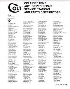 1988 Colt service and parts dealers list page 1