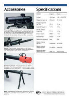 1991 Colt M16As2 accesssories and specs catalog