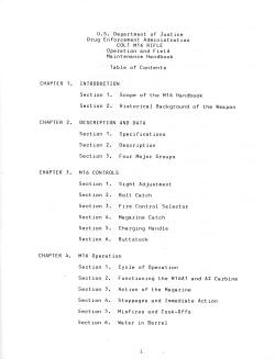 1984 DEA handbook for M16 table of contents