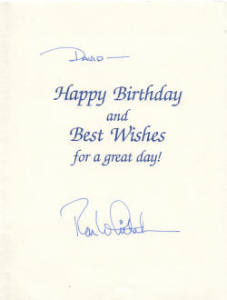 Colt birthdcay card from Ron Whitaker, CEO, of Colt 1992