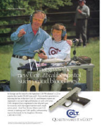1994 Colt ad with Tom Morna for the .22 Woodsman pistol