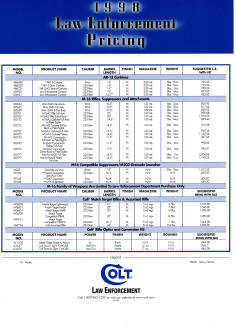 Colt 1998 law enforcement products price list