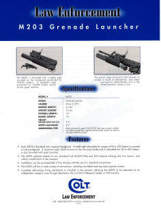 Colt 1999 law enforcement grenade launcher specs