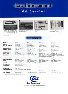 Colt 1999 law enforcement M4 carbine specs
