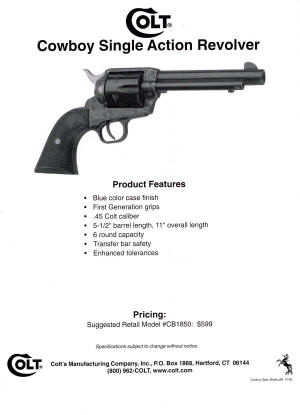 2000 Colt pocket folder catalog cowboy single action revolver