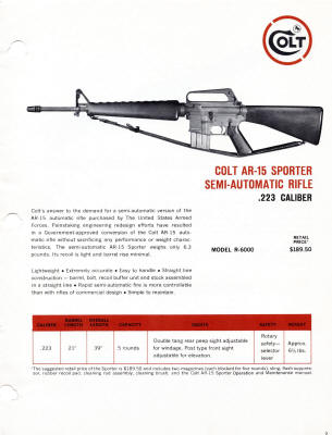 1964 Colt rifles and shotguns catalog introducing the AR-15 civilian issue