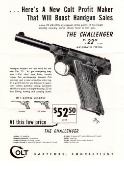 1950 Colt dealer flyer for Challenger 22 pistol