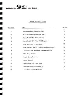 Colt Model 1971 military pistol technical contents page
