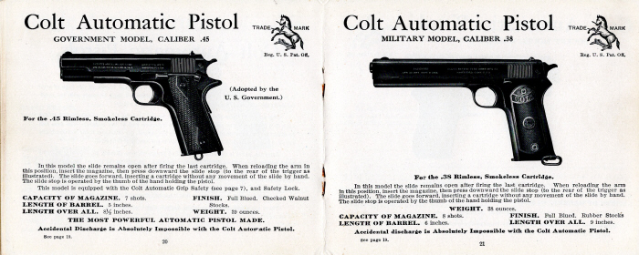 Colt-catalog-1917-automatic pistol-government-model -and-military-model
