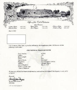 Colt factory letter for Colt Official Police&nbsp;Model .38 (1937) 6 in. bbl. 
