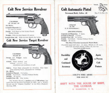 Colt 1920s pamphlet featuring New Service reolvers