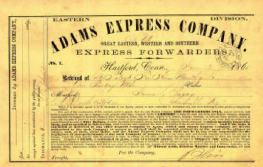 1865 Adams Express receipt to Colt