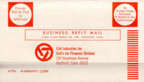 Warranty Card for Colt Industries