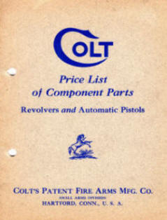 Colt Price List of Component Parts 1928 Form A-85 