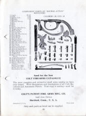 1929 Colt Price List of Component Parts backside