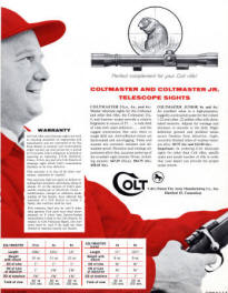 Colt's 1958 Rifles: Colteer, Coltsman & Coltmaster scope Brochure, back side