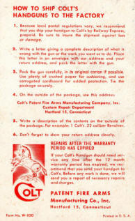 Colt Warranty for Handgun