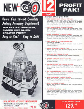 1963 Colt archery 12-1 profit pak dealer sheet